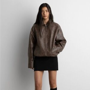 OAK + FORT Vegan Leather Bomber Jacket XXS
